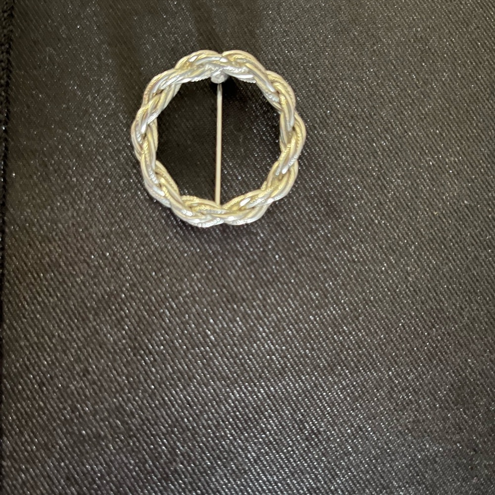 Vintage Silver-Toned Braided Brooch